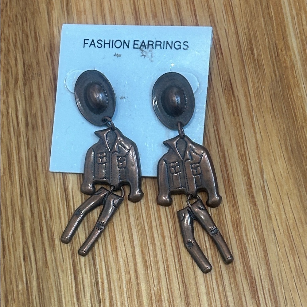 Bronze Suit and Tie Earrings